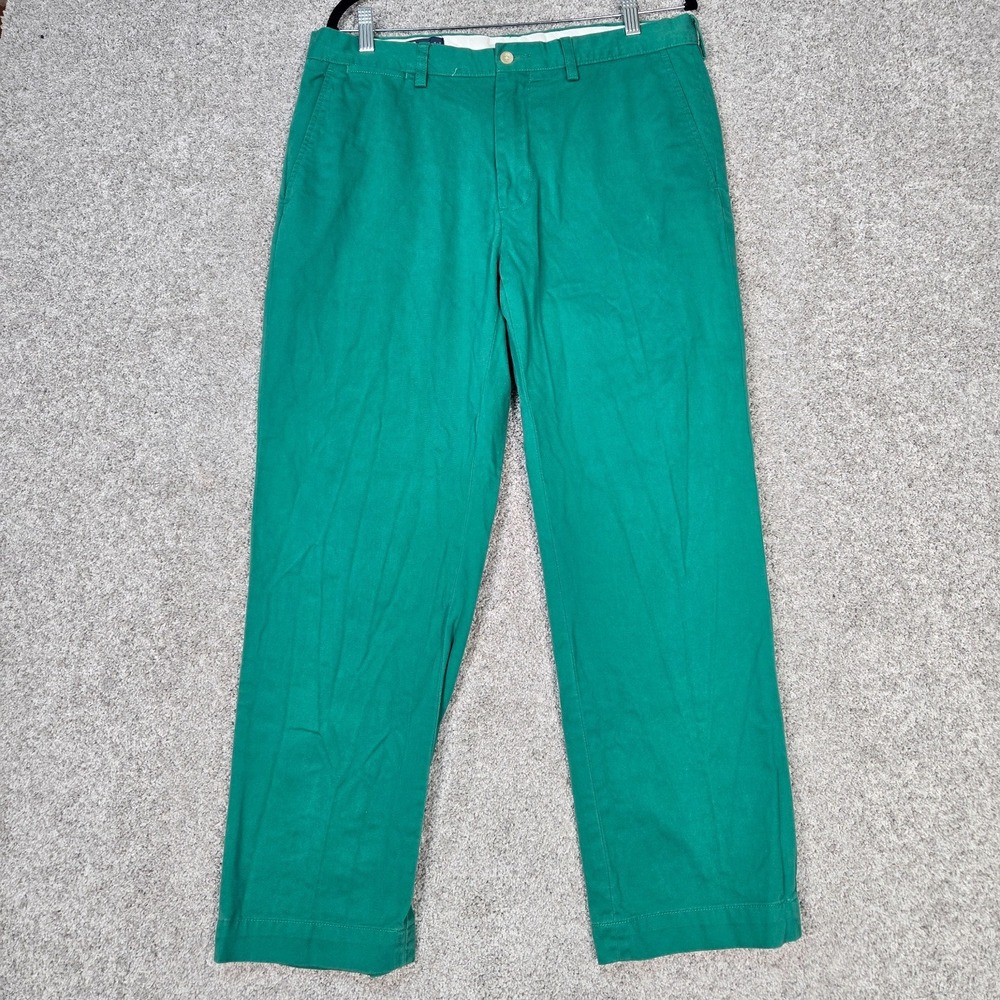 Vintage Polo Ralph Lauren Preston Pants Mens 35x30 Green Relaxed Fit Straight